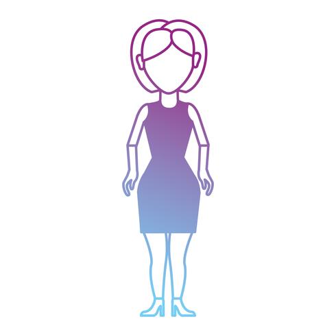 line woman with hairstyle and dress design vector