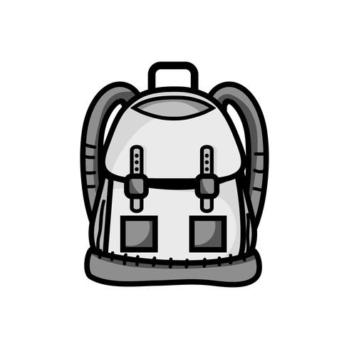 Mochila en escala de grises con diseño de bolsillos y cierres. vector