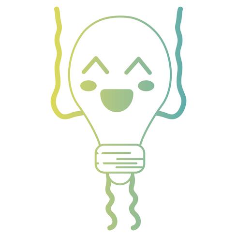 line kawaii cute happy bulb energy vector