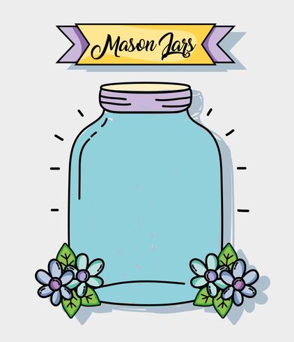 jar mason rustic style preserve vector