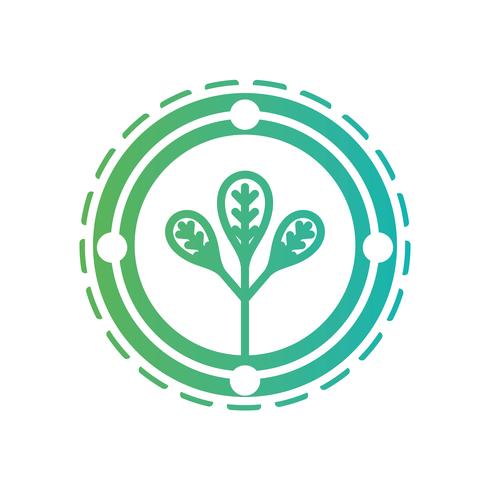 line ecology emblem with plant inside vector