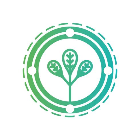 Emblema de la ecología de línea con planta interior vector