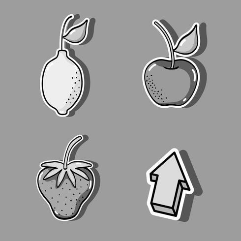 set tropical patches fruit design vector