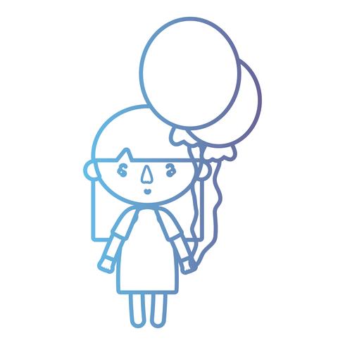 Chica de línea con diseño de peinado y globos. vector