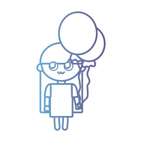 line girl with hairstyle design and balloons vector