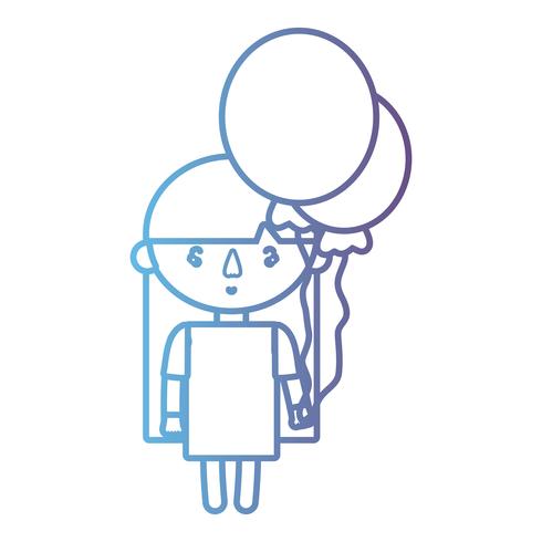 line girl with hairstyle design and balloons vector