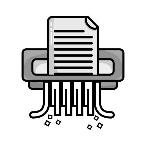 grayscale office paper shredder machine design vector