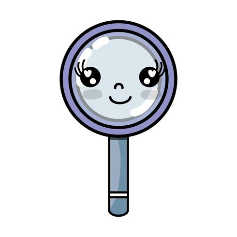 kawaii cute happy magnifying glass vector