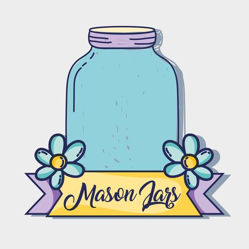 jar mason style with rustic preserve vector