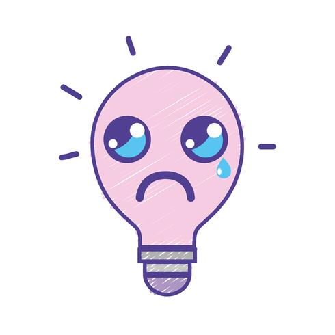 kawaii cute crying bulb idea vector