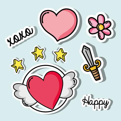 set valentines day patches design vector