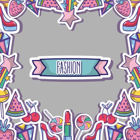 fashion patches trendy backgroun design vector