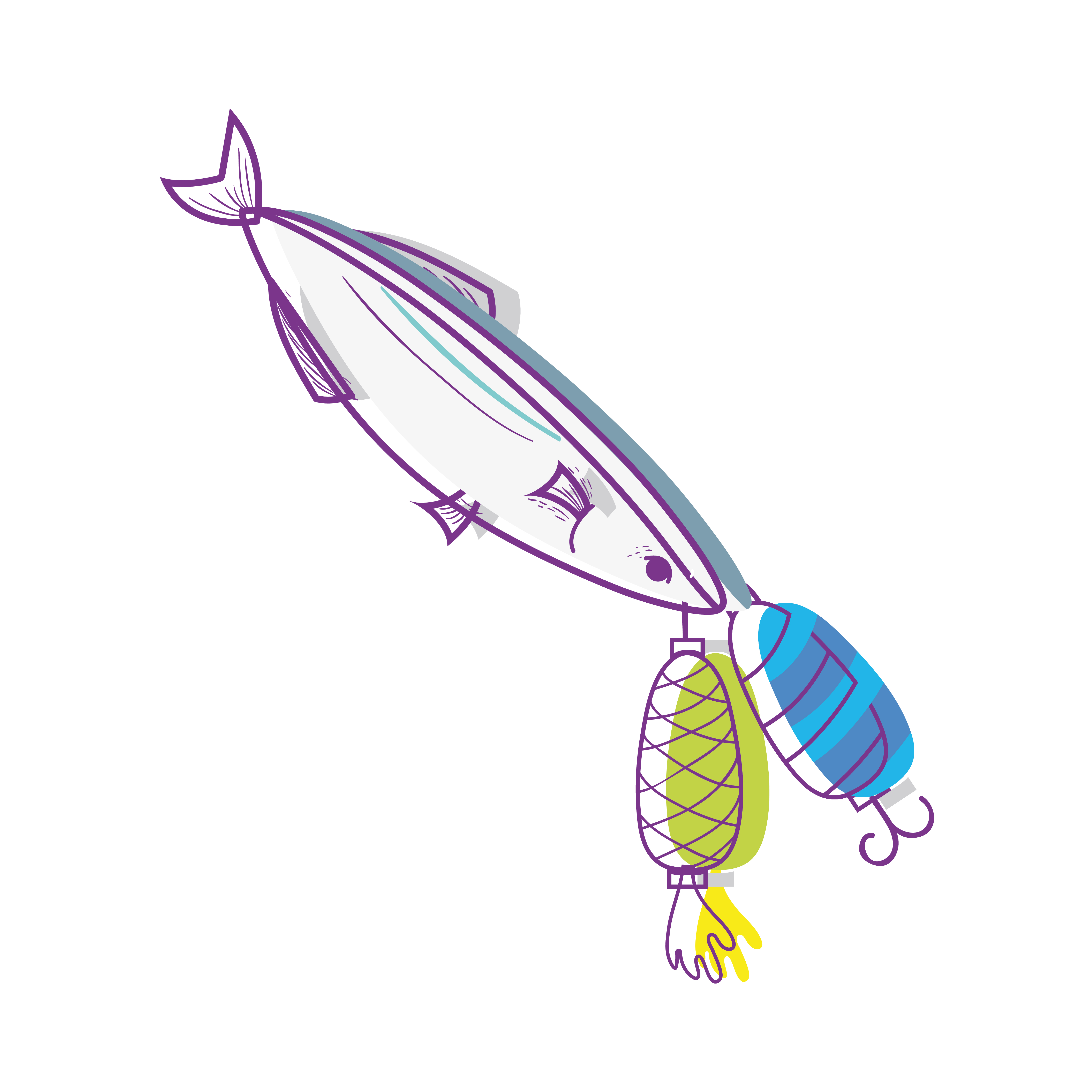 fish bitting spinner object to catch it 655703 Vector Art at Vecteezy