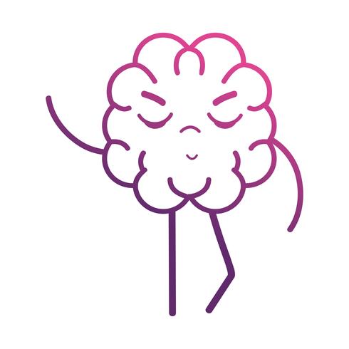line cute brain kawaii with arms and legs vector
