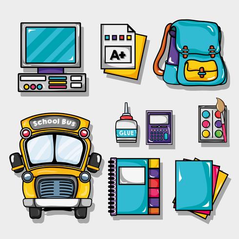 set school tools design to study and learn vector