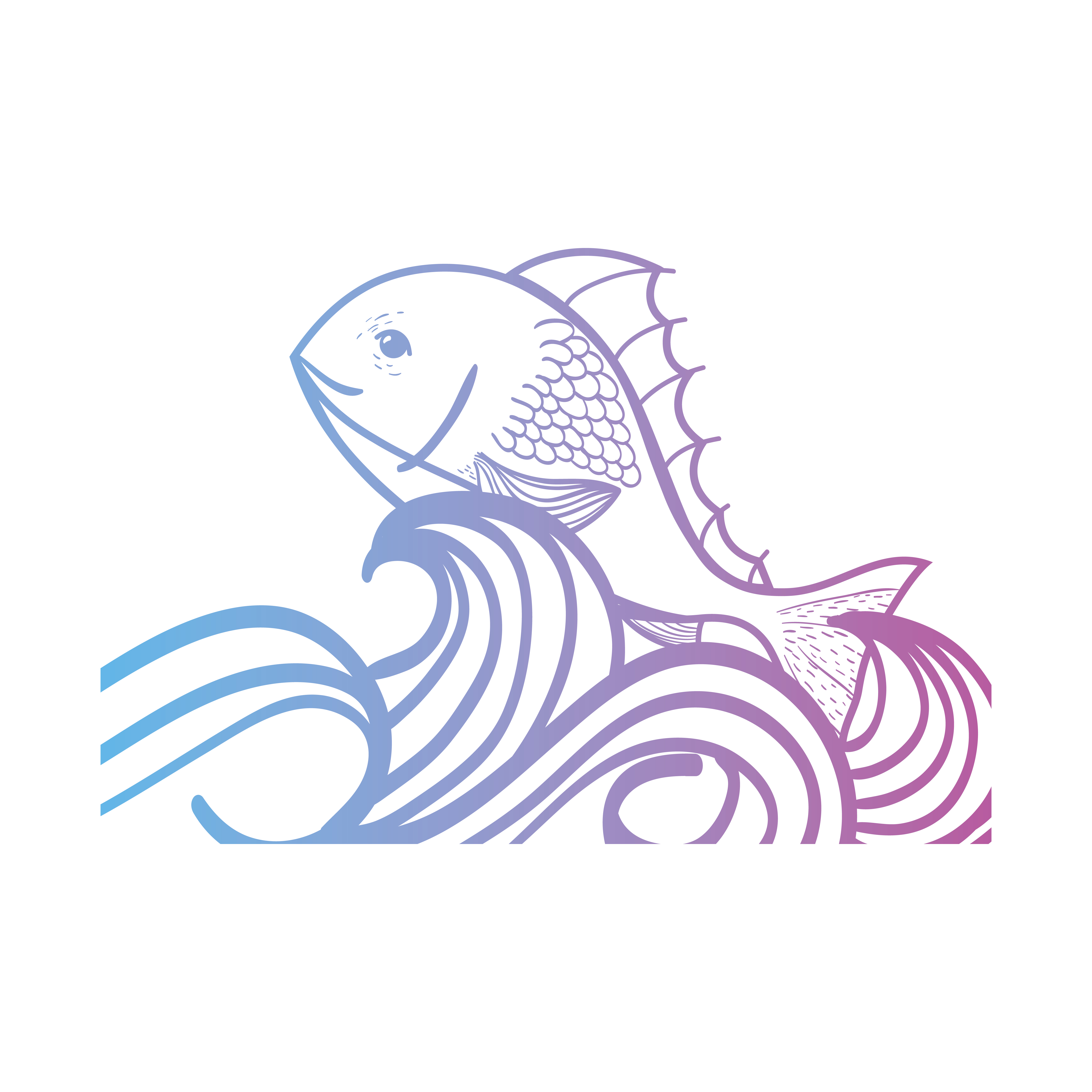Download line fish animal in the sea with waves design - Download ...
