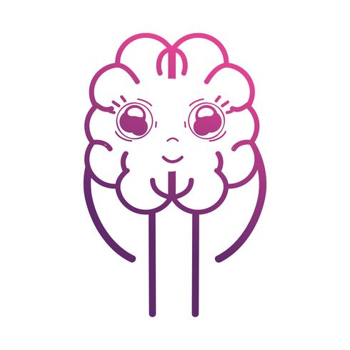 line cute brain kawaii with arms and legs vector