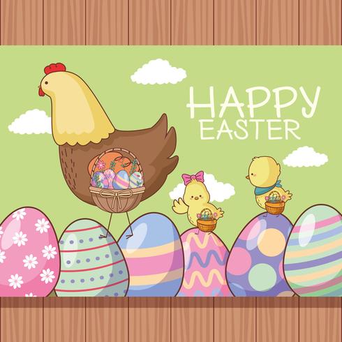 Happy easter card vector