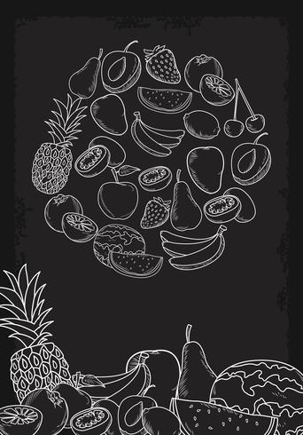 hand drawn fruits vector