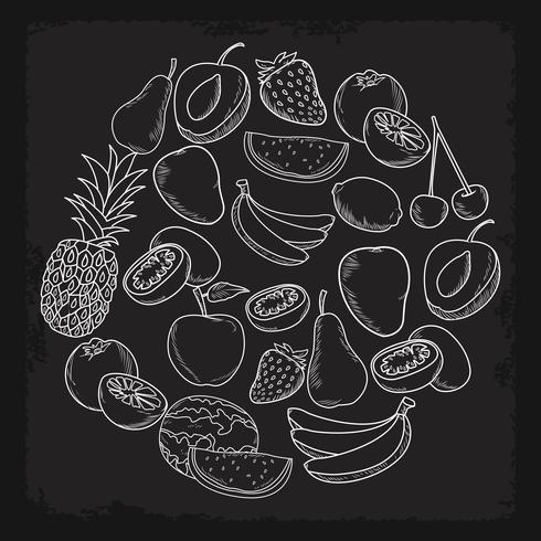 hand drawn fruits vector