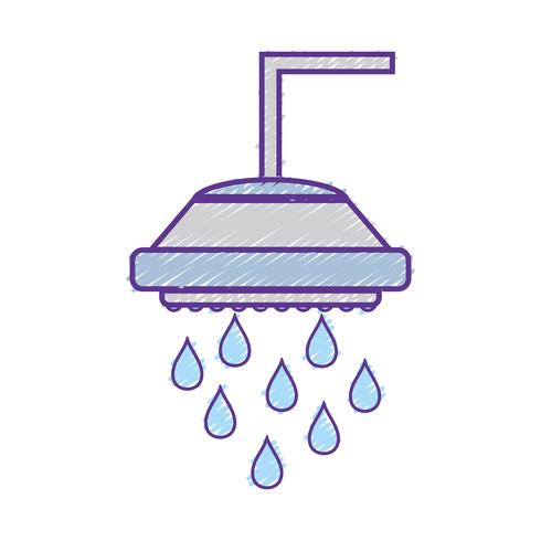 Tubo de ducha rallado con gotas de agua. vector