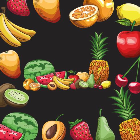 hand drawn fruits vector