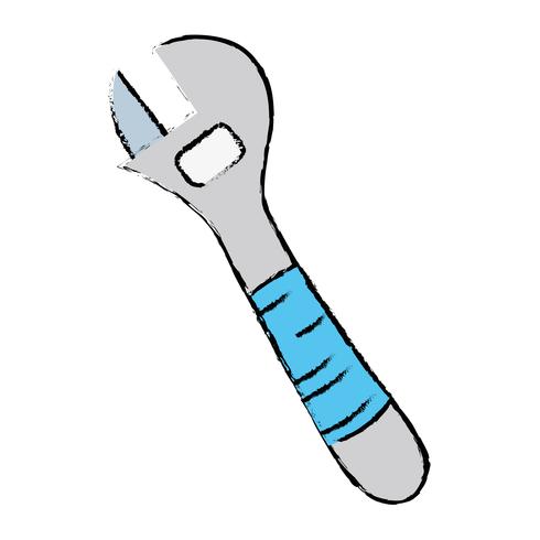 Doodle de llave inglesa equipo de reparación de servicio vector