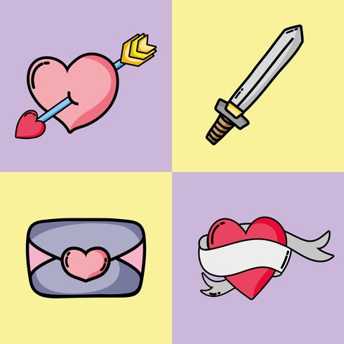 set valentines day patches design vector