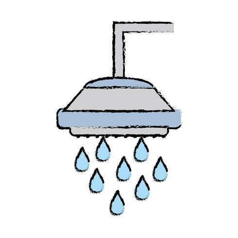 Doodle de ducha de tubo de plomería con gotas de agua vector