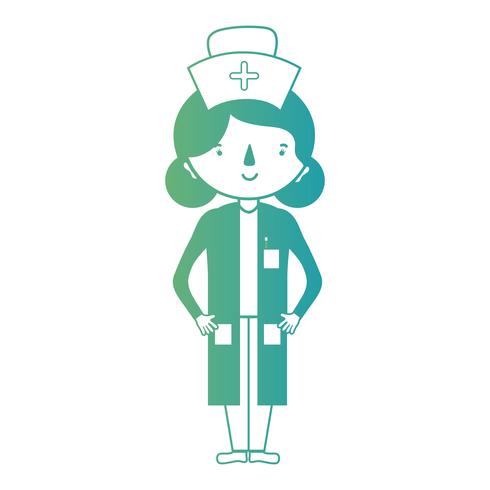 Enfermera mujer línea con diseño de peinado y uniforme. vector