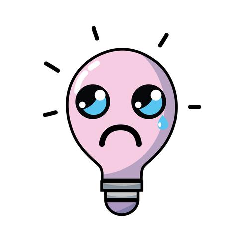 kawaii cute crying bulb idea vector