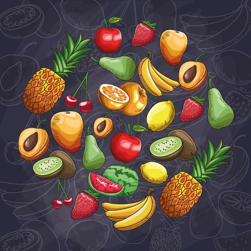 frutas dibujadas a mano vector