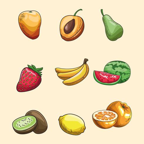 hand drawn fruits wallpaper vector