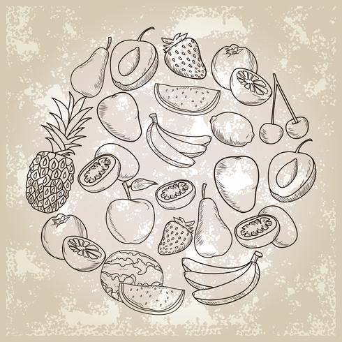 frutas dibujadas a mano vector