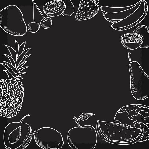 hand drawn fruits vector