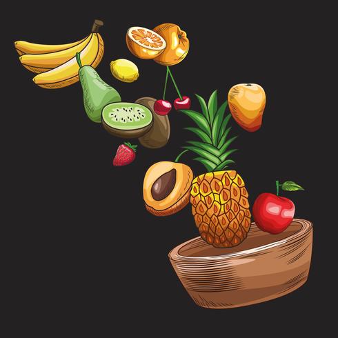 hand drawn fruits vector