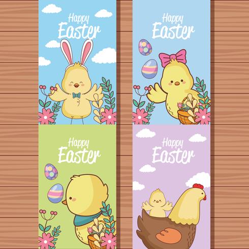 Happy easter card collection vector