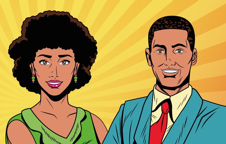 Pop art business couple vector