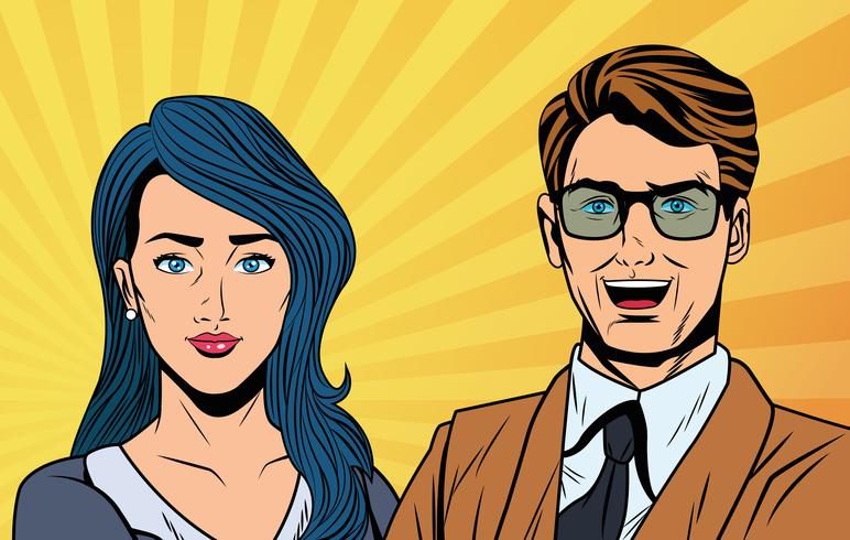 Pop art business couple vector