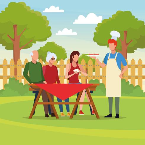 Family barbecue picnic vector