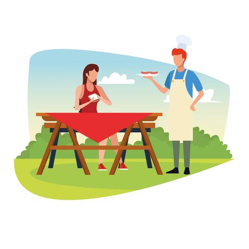 Family barbecue picnic vector