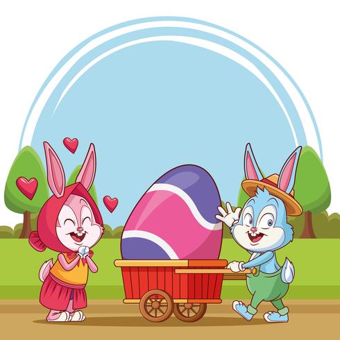 Felices dibujos animados de pascua vector