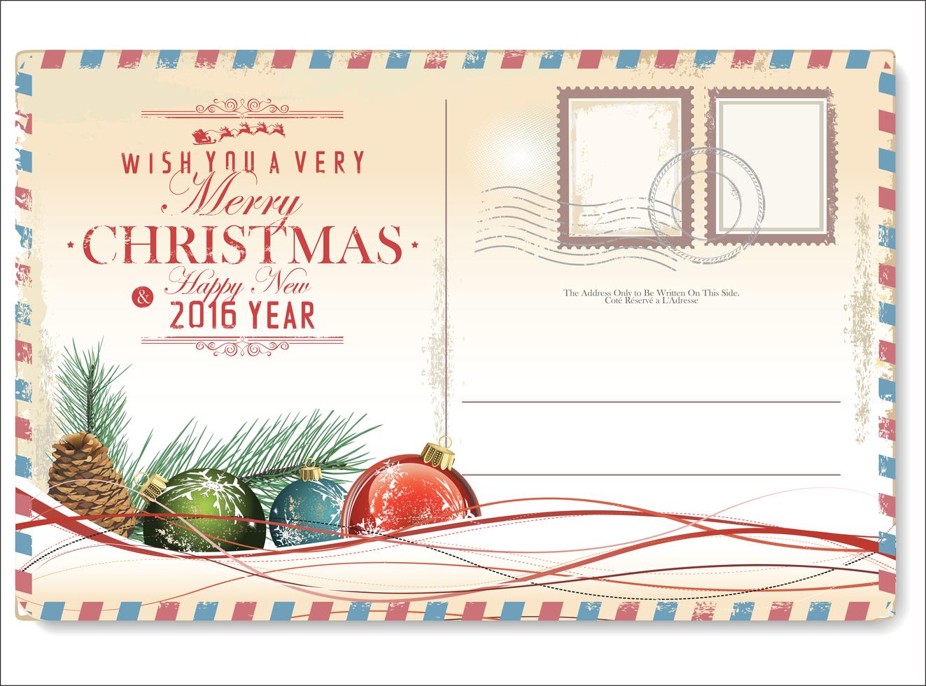 Vintage Christmas Postcard 656227 Vector Art at Vecteezy