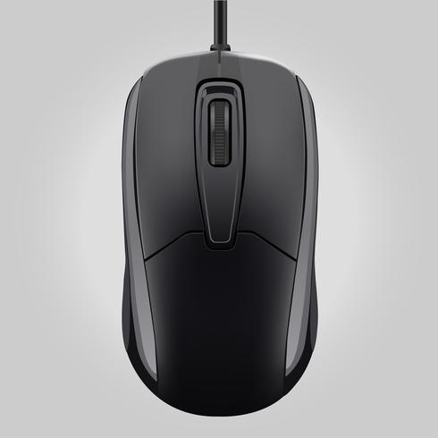 Computer black mouse with wheel isolated on gray background-vector illustration vector