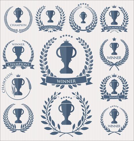 Trophy and awards badges and labels collection vector