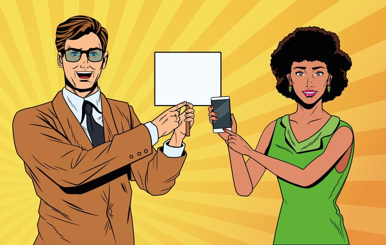 Pop art business couple vector