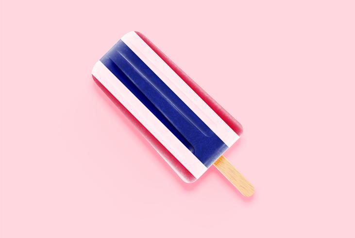 Colorful realistic flag ice cream, vector illustration