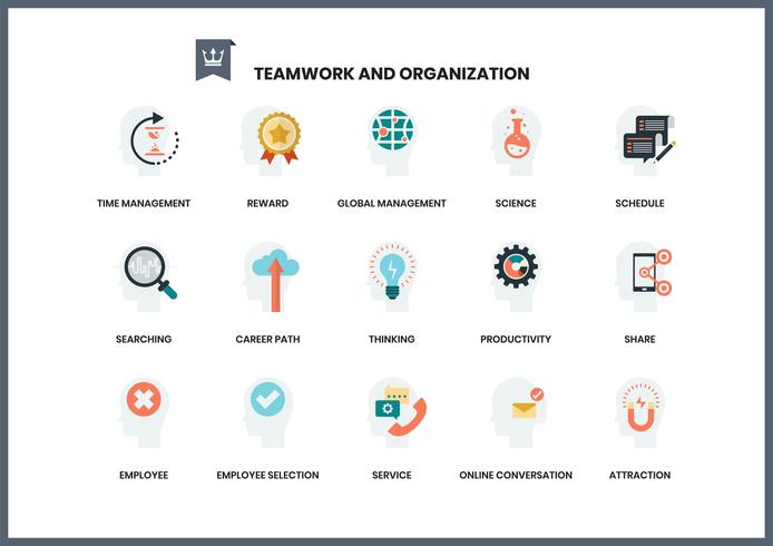 Teamwork icons set for business vector