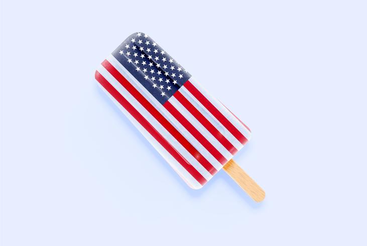 Colorful realistic flag ice cream, vector illustration