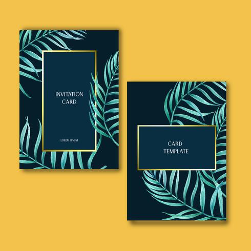 Tropical Card invitatoin design summer with plants foliage exotic, creative watercolor vector illustration template design